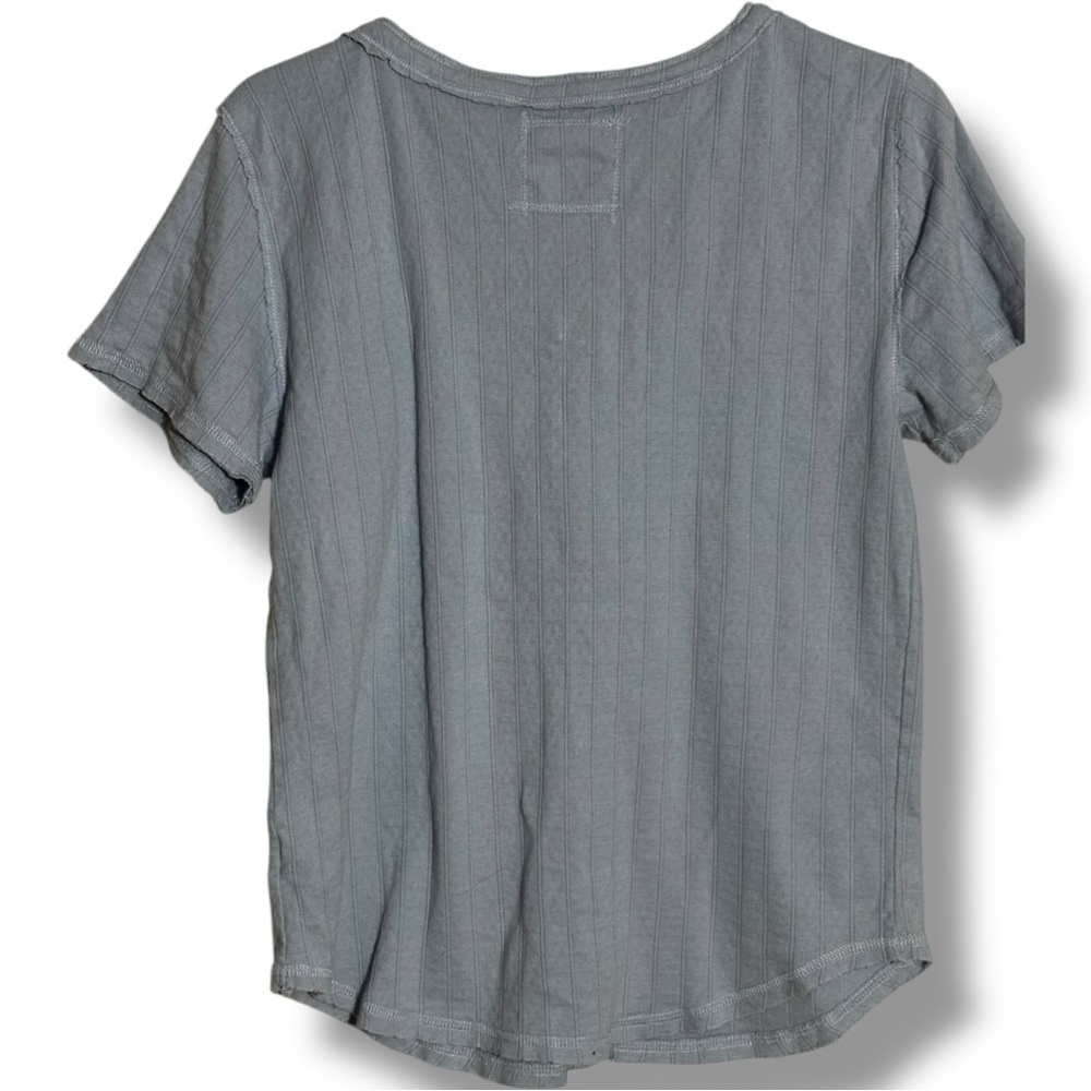 Aerie Light Blue Soft Cotton Button-Down Tie Front Short Sleeved Blouse - Picture 15 of 15
